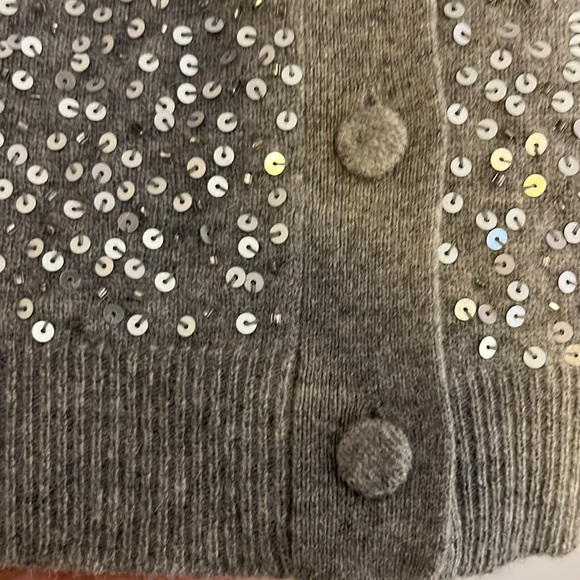Talbots Gray Wool Blend Cardigan with Silver Sparkly Front - Women’s Size XL - Picture 7 of 11